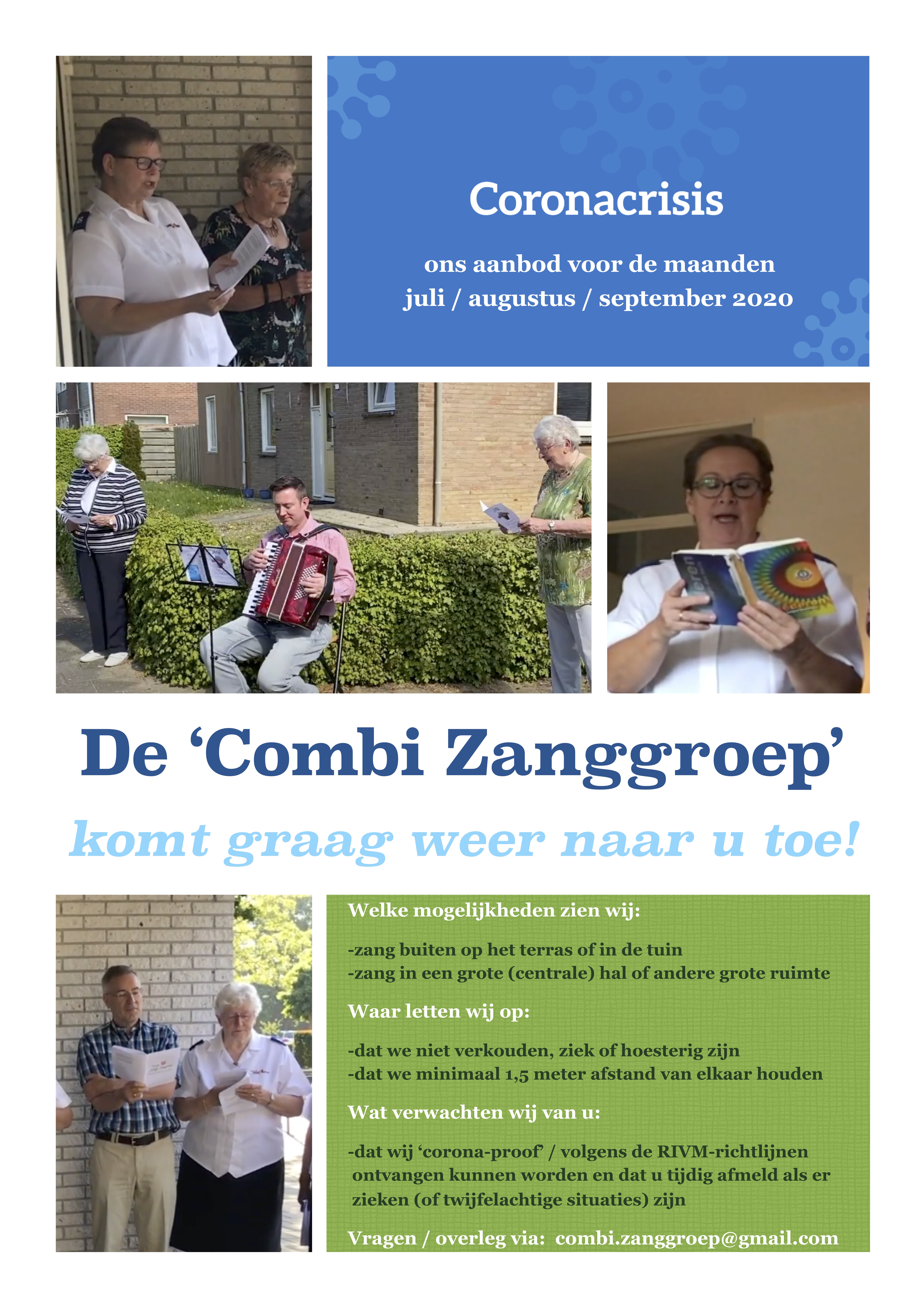 Flyer Combi Zanggroep (mogelijkheden juli - augustus - september 2020)