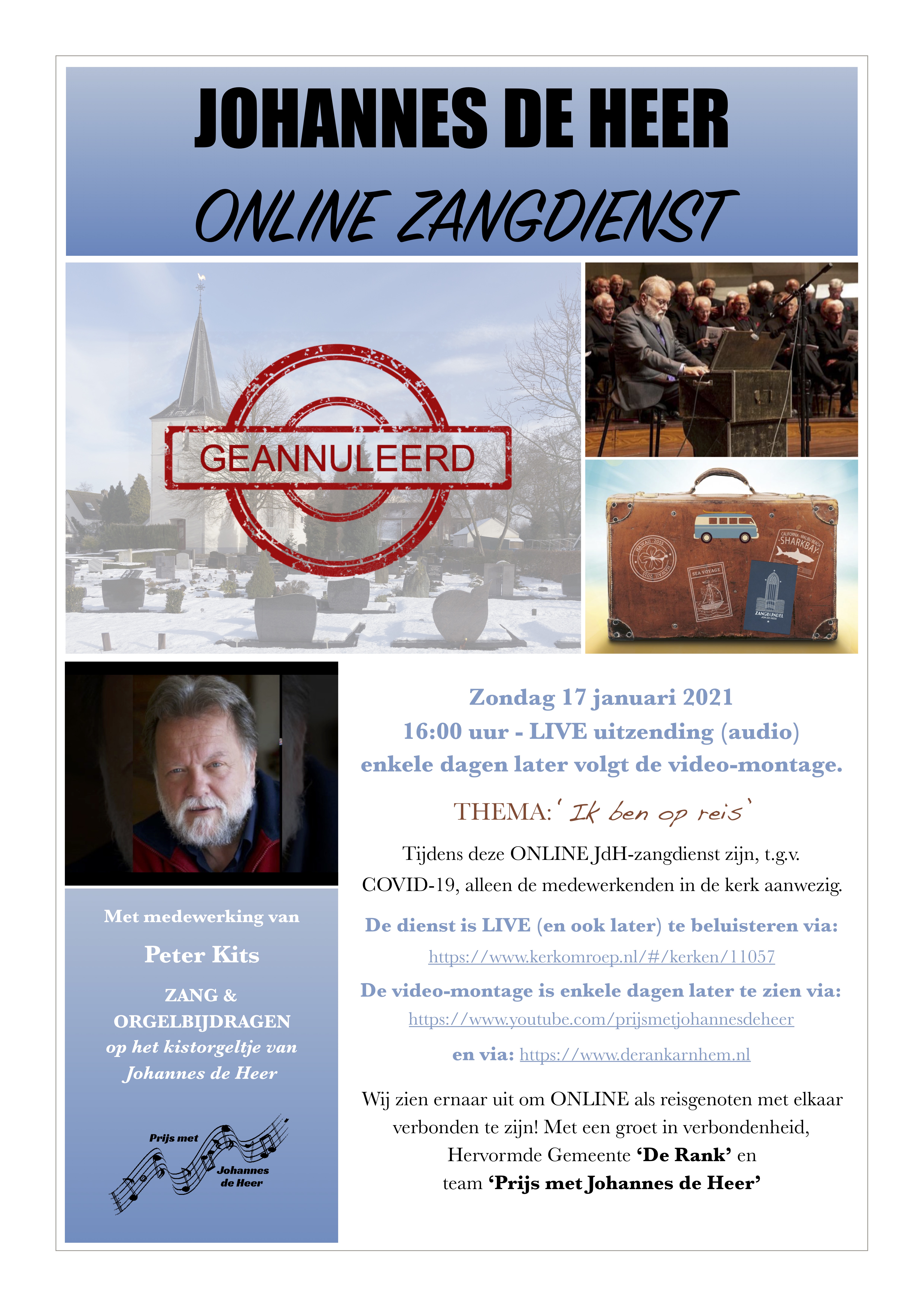 POSTER GEANNULEERD - ONLINE JdH zangdienst (De Rank - 17 januari 2021)